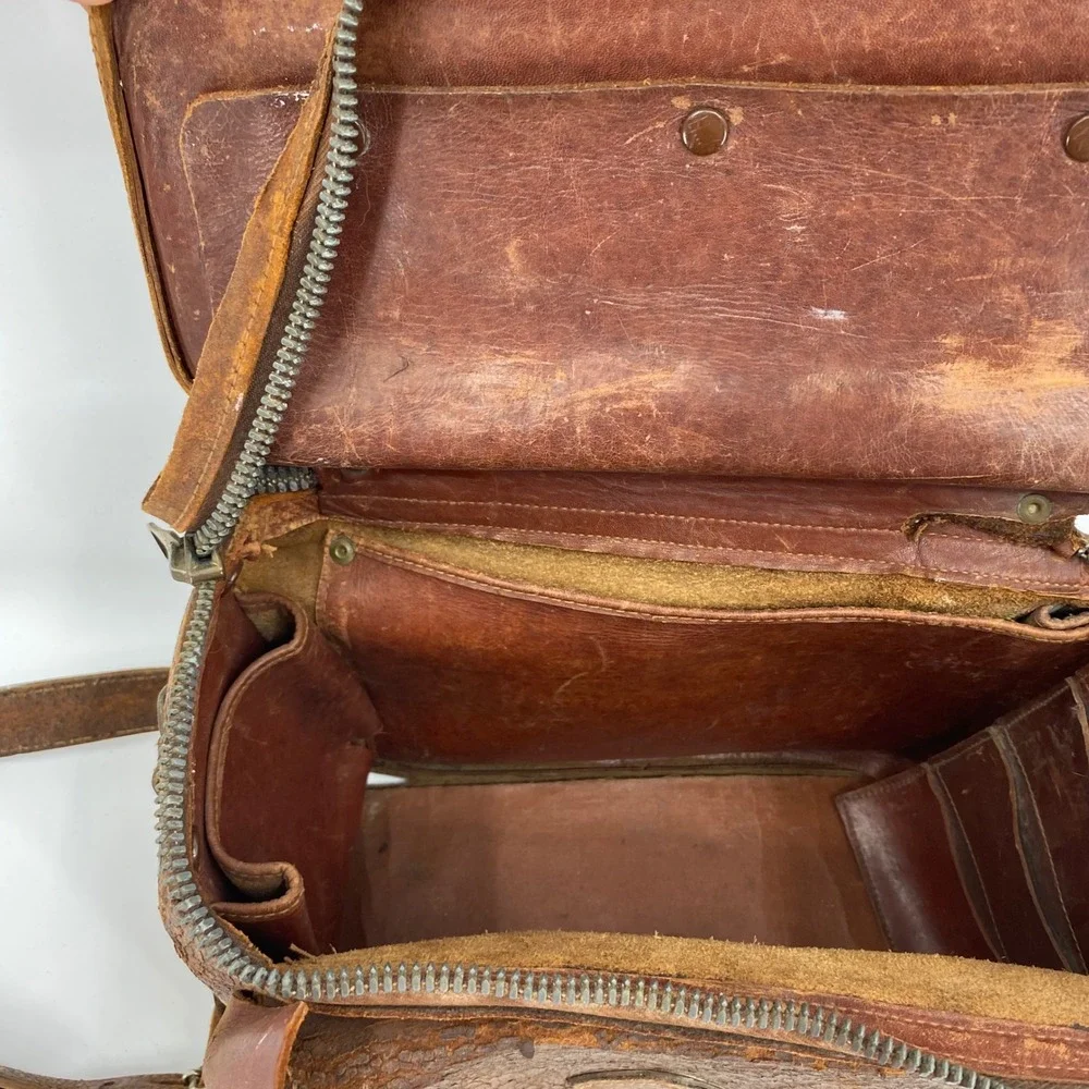 Vintage Emmet California Brown Leather Messenger Bag Distressed Cowhide USA Made